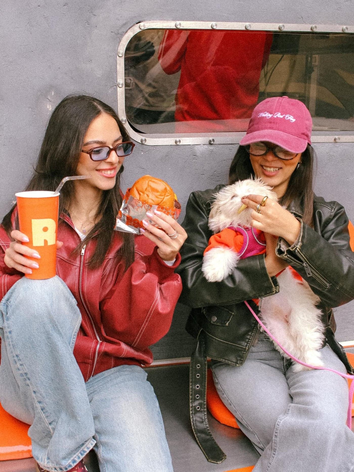 Friends enjoying Roufy's at the trailer